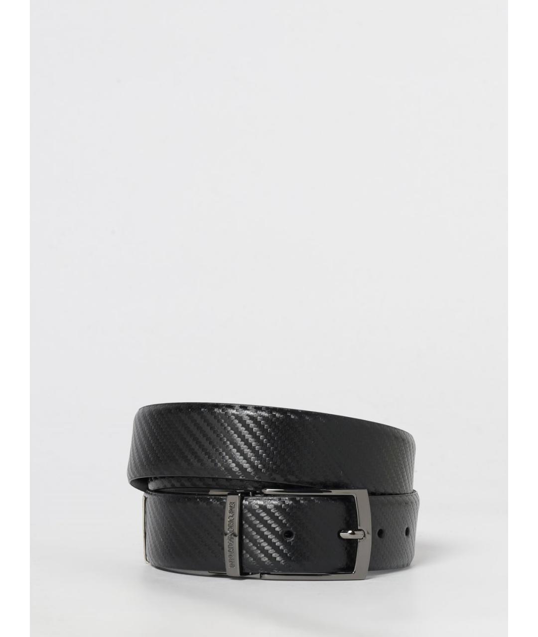 EMPORIO ARMANI Черный кожаный ремень, фото 4