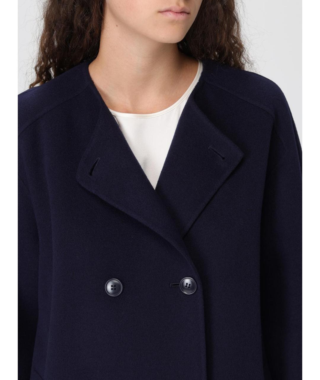 EMPORIO ARMANI Синее шерстяное пальто, фото 4