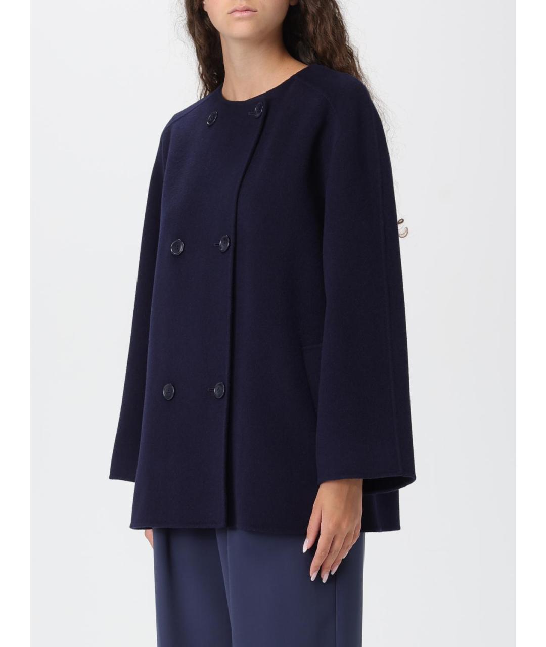 EMPORIO ARMANI Синее шерстяное пальто, фото 2