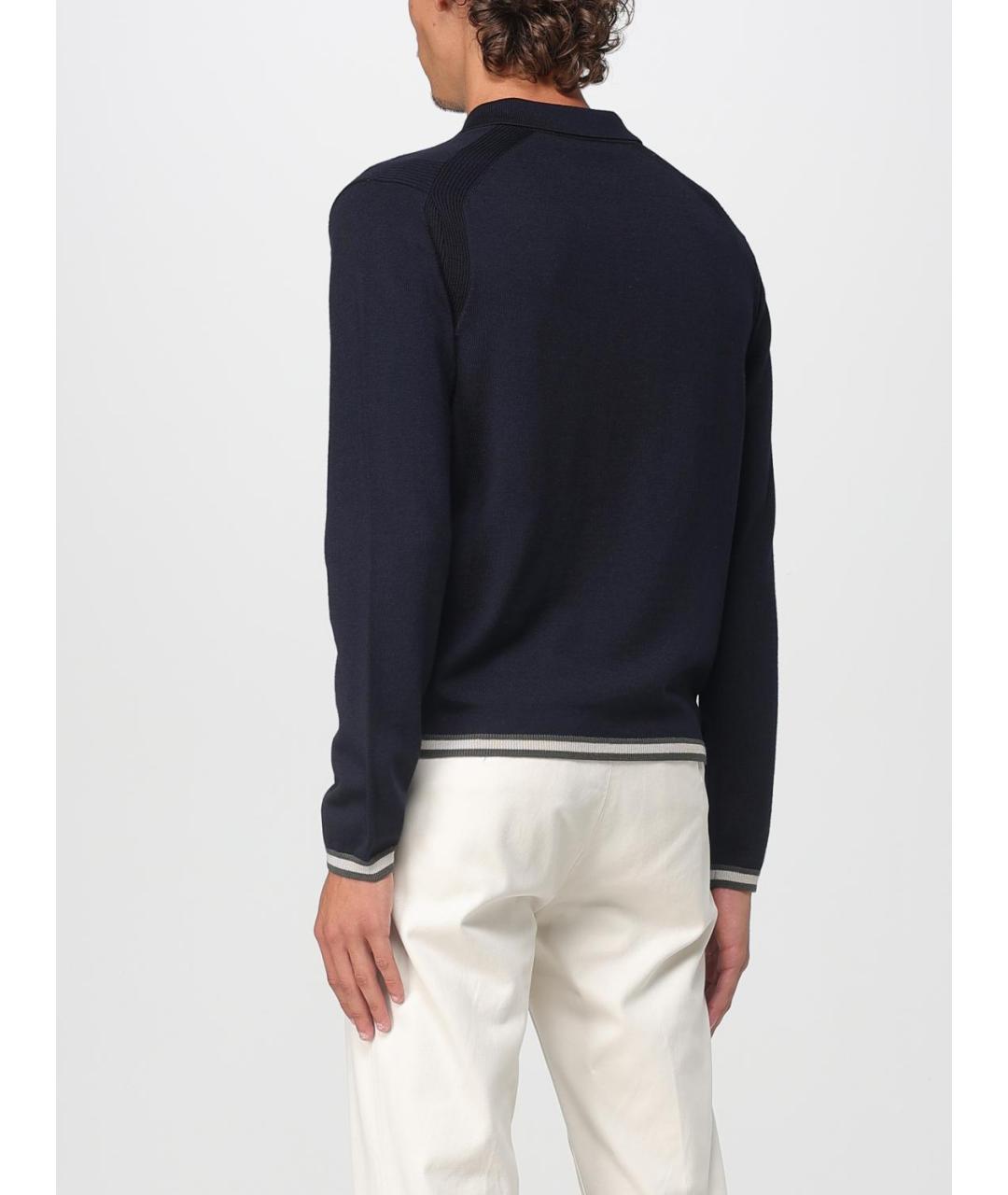 EMPORIO ARMANI Темно-синее поло с длинным рукавом, фото 2