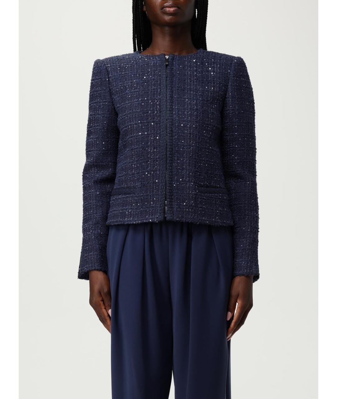 EMPORIO ARMANI Синий полиэстеровый жакет/пиджак, фото 2