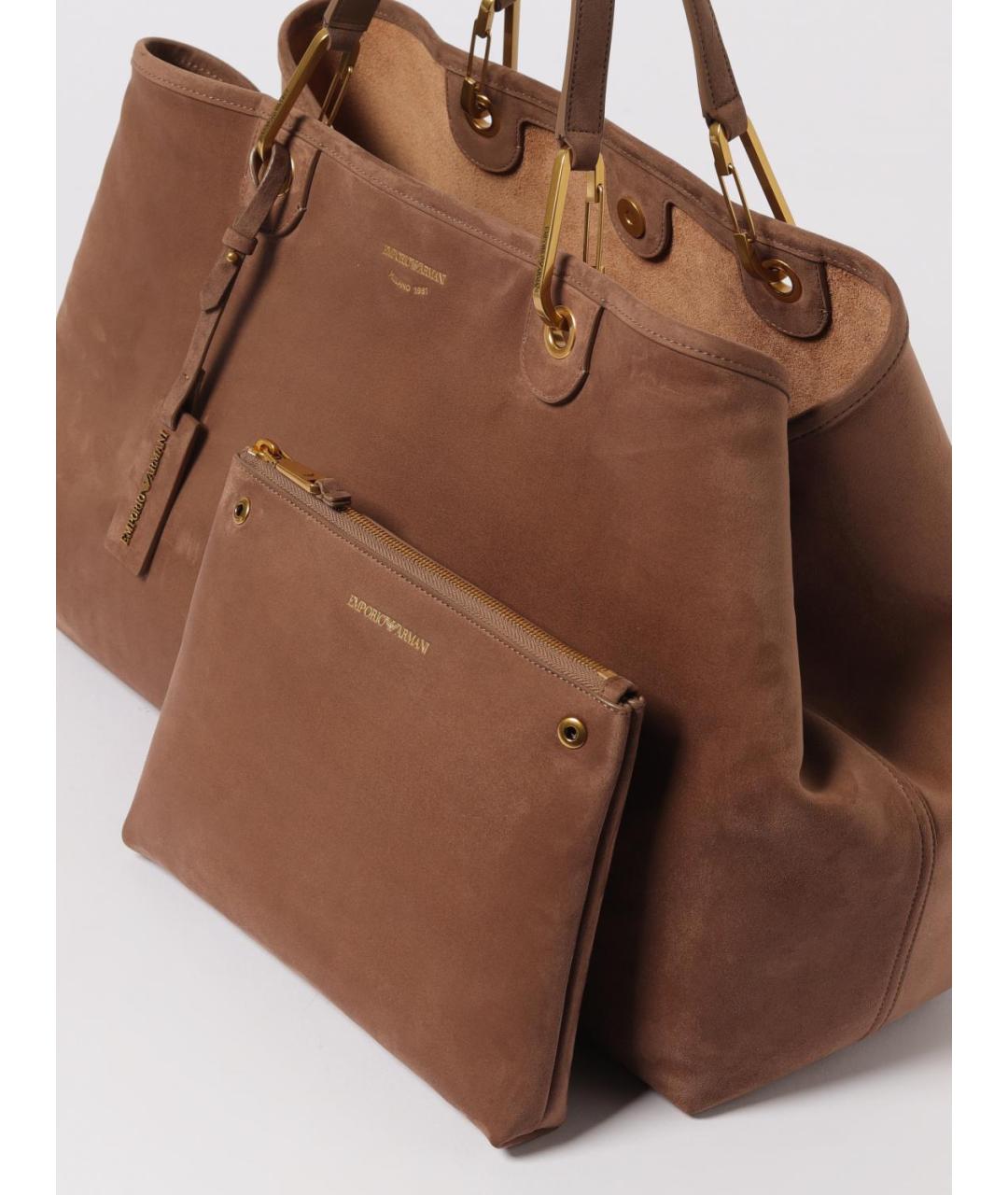 EMPORIO ARMANI Коричневая синтетическая сумка тоут, фото 3