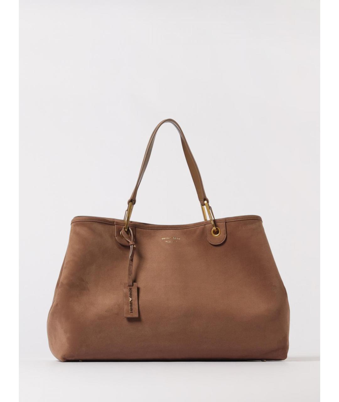 EMPORIO ARMANI Коричневая синтетическая сумка тоут, фото 4