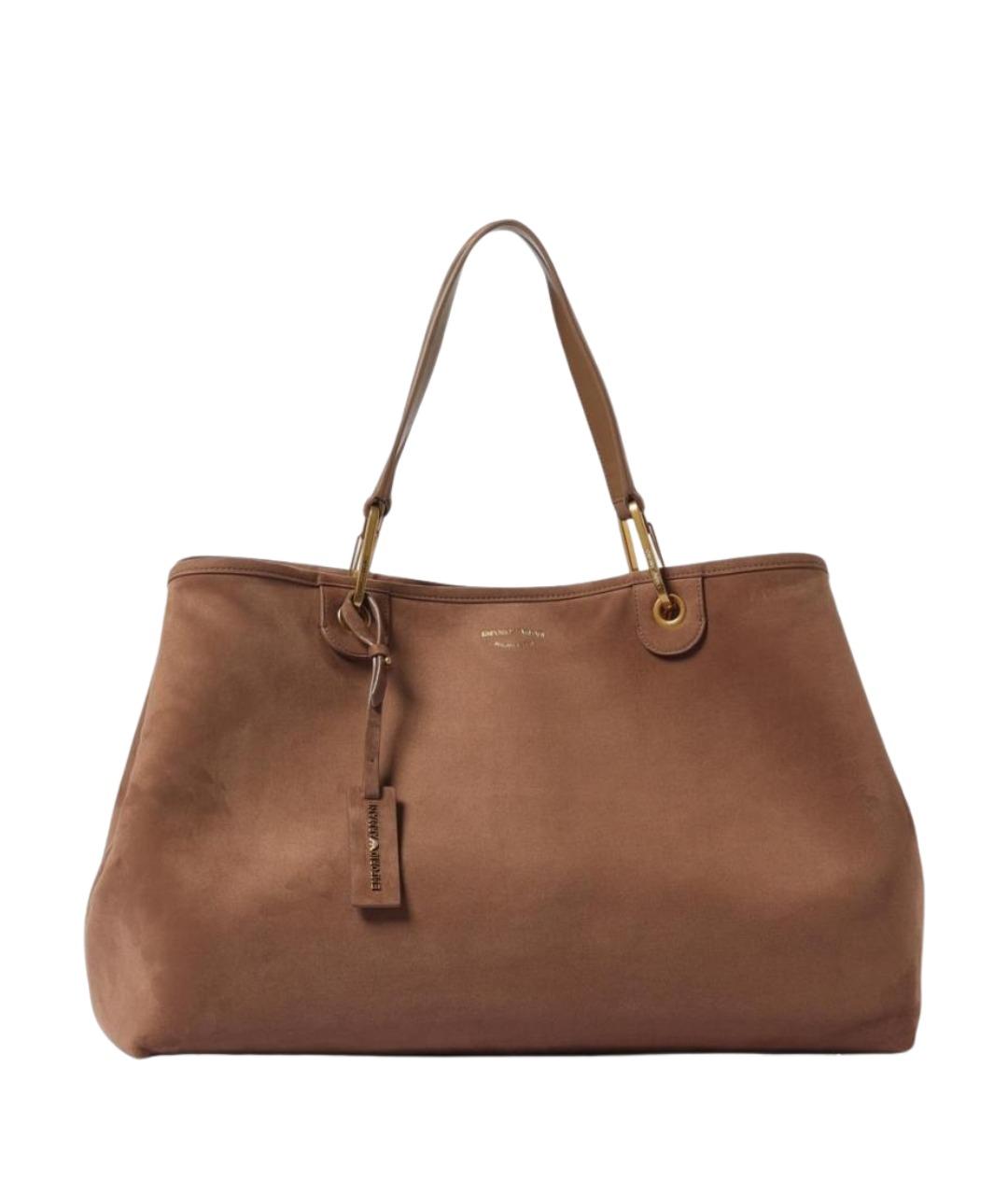 EMPORIO ARMANI Коричневая синтетическая сумка тоут, фото 1