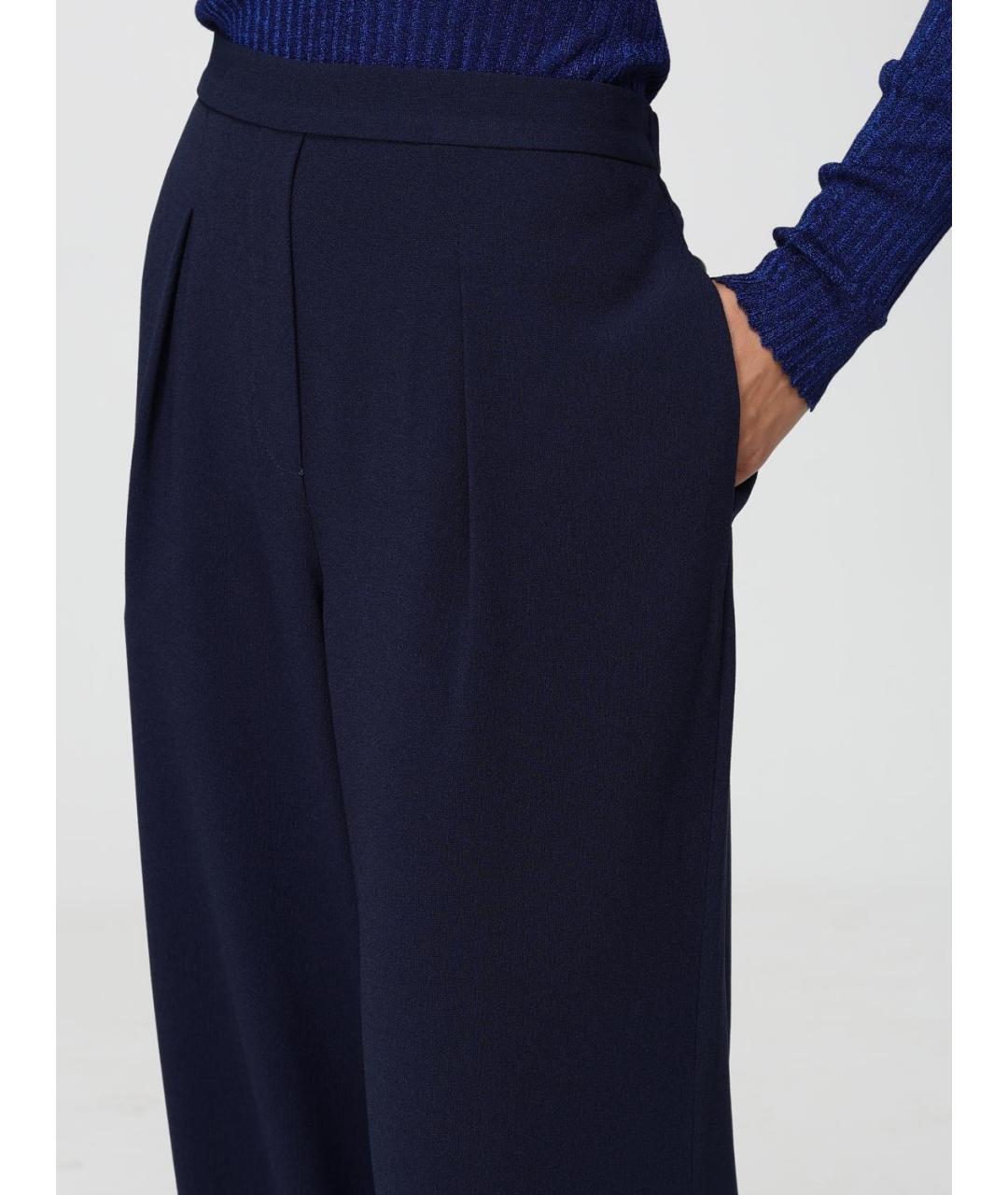 EMPORIO ARMANI Синие полиэстеровые прямые брюки, фото 3