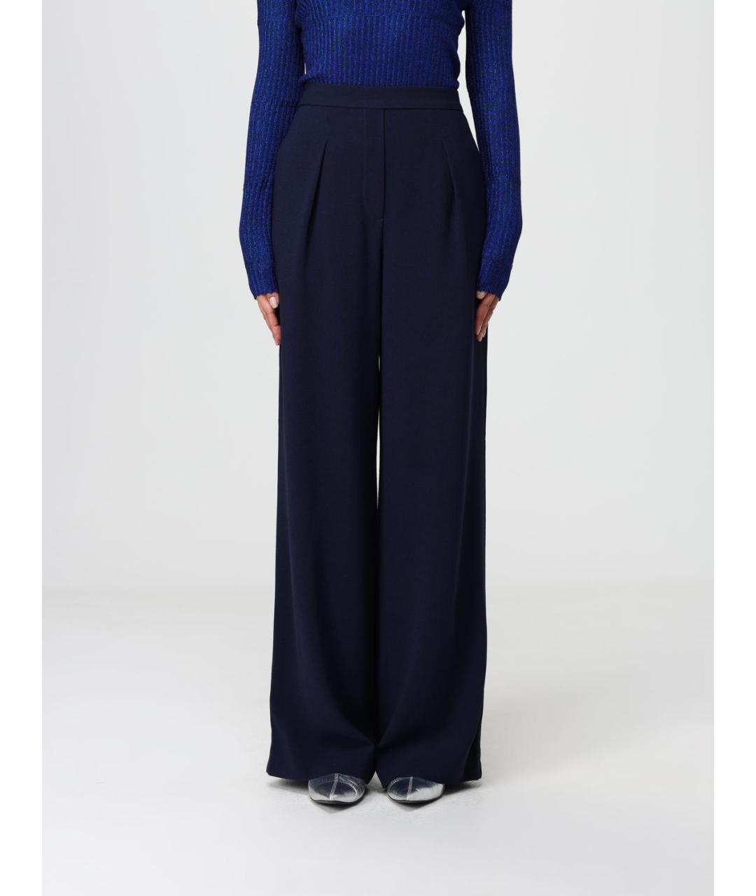 EMPORIO ARMANI Синие полиэстеровые прямые брюки, фото 4