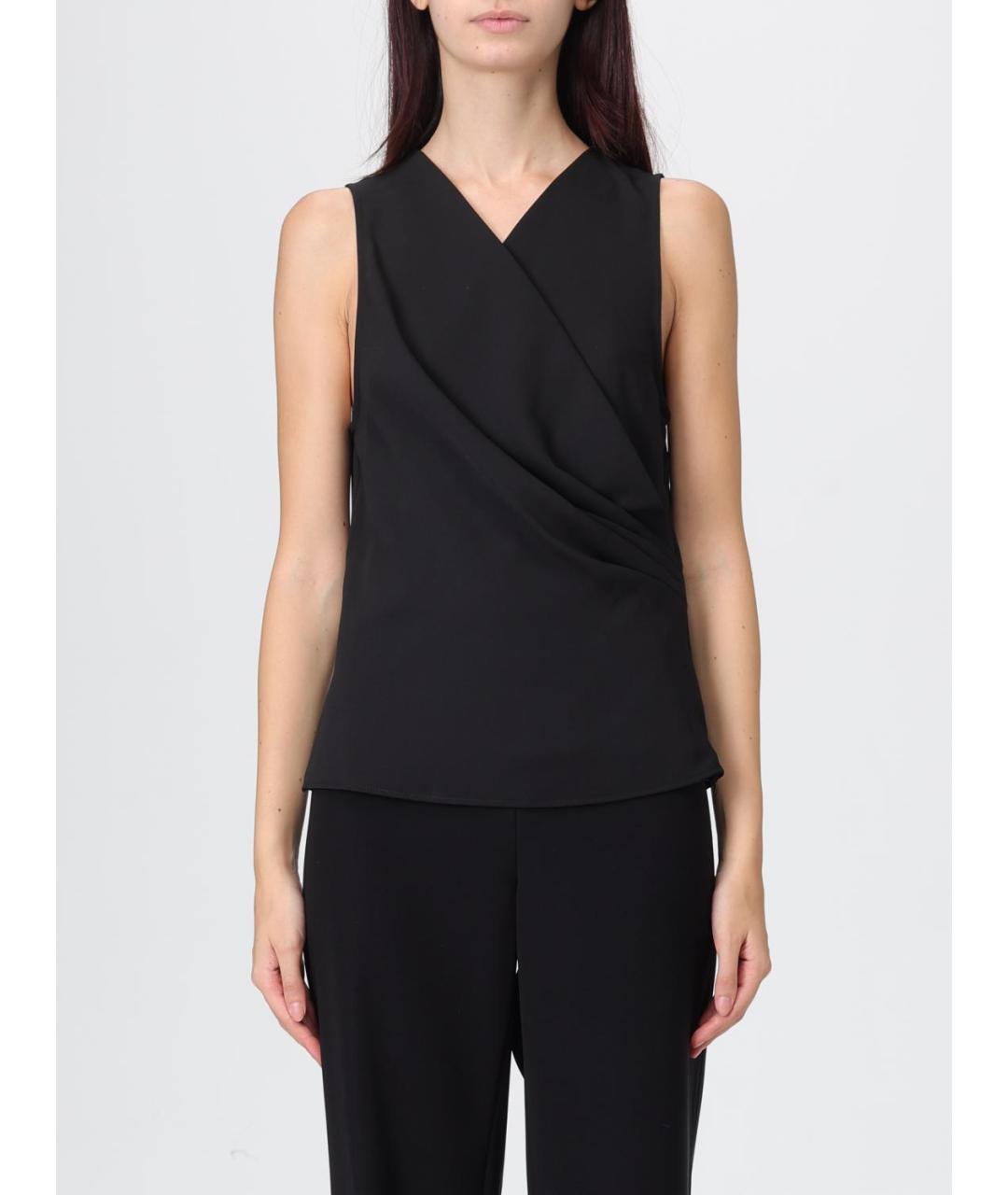 EMPORIO ARMANI Черная полиэстеровая майка, фото 2