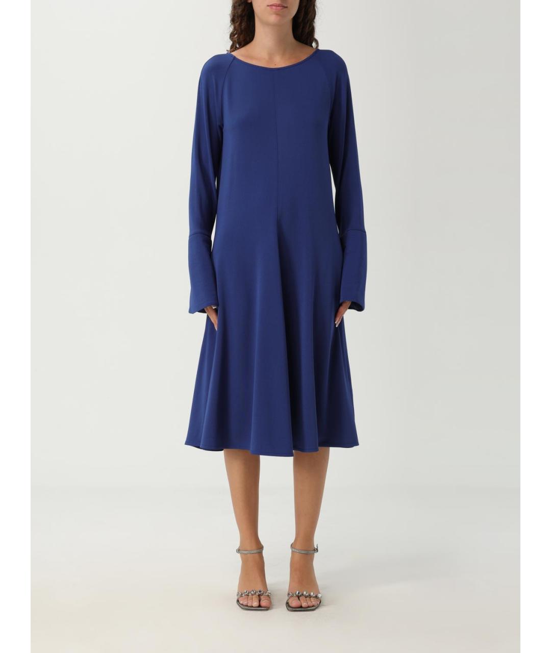 EMPORIO ARMANI Синее вискозное повседневное платье, фото 4