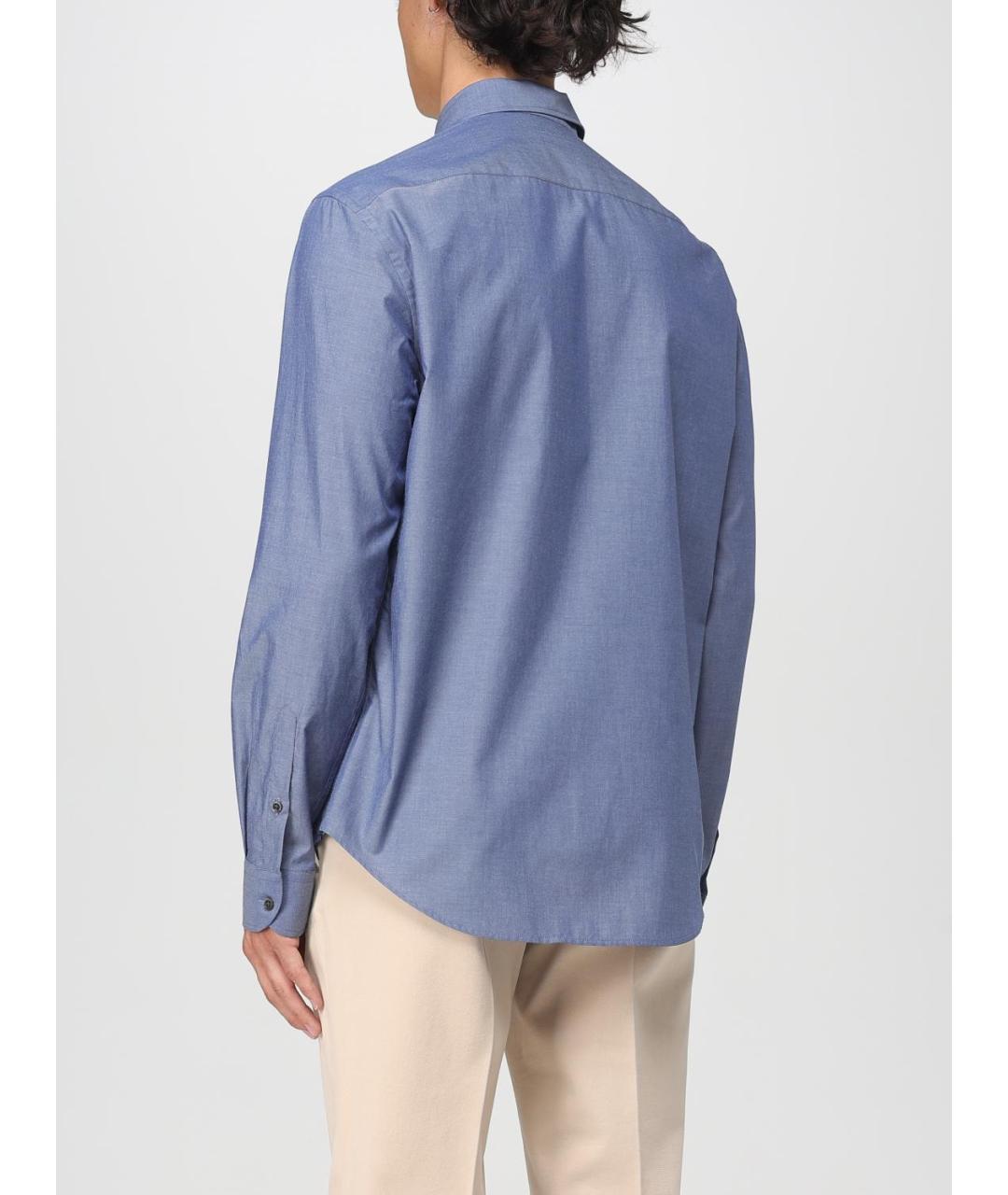 EMPORIO ARMANI Синяя хлопковая кэжуал рубашка, фото 2