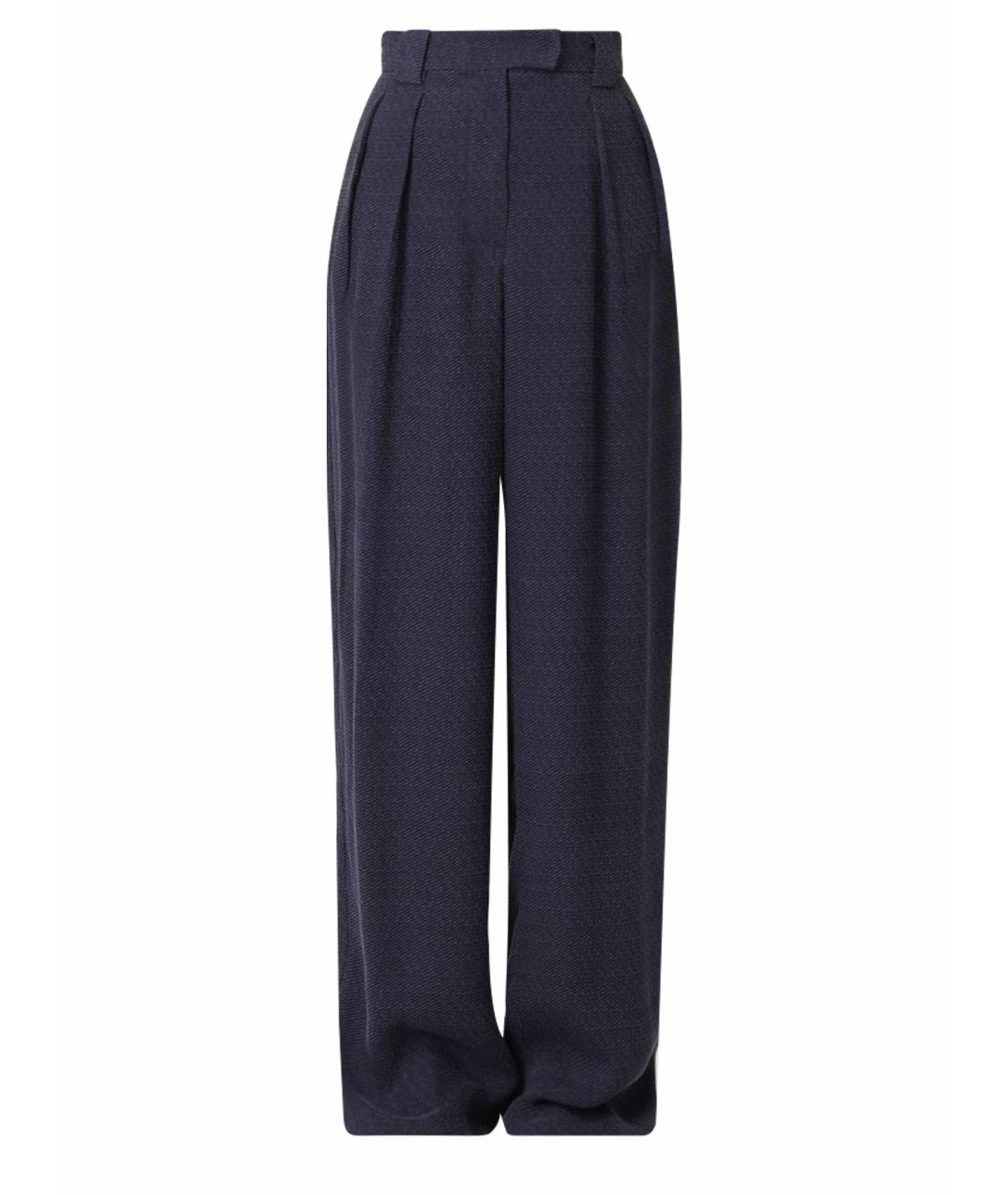 EMPORIO ARMANI Синие вискозные прямые брюки, фото 1