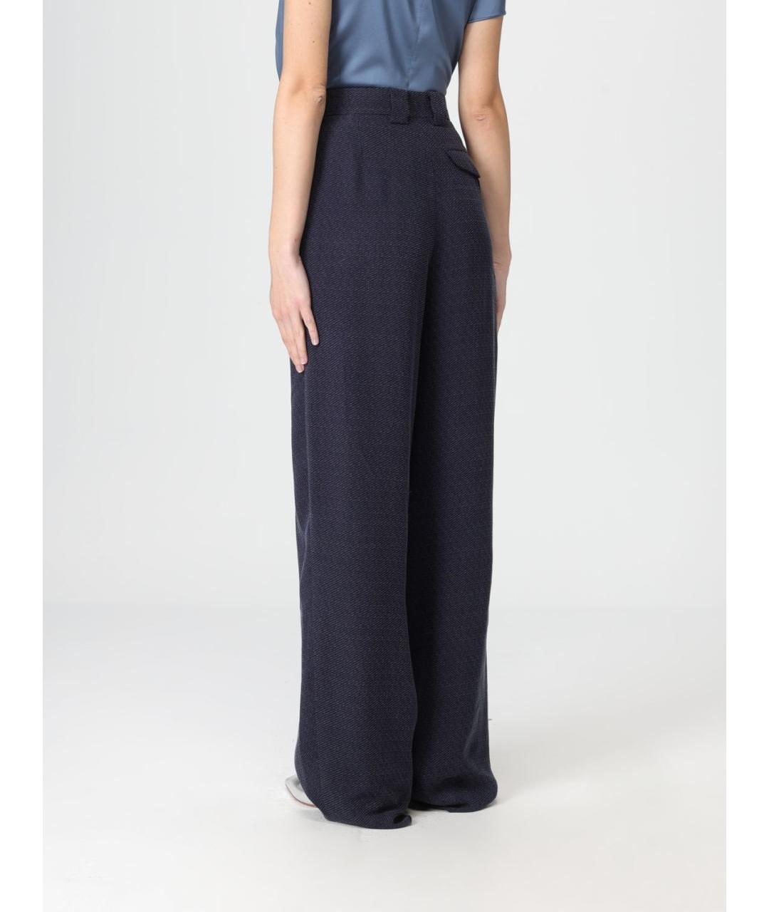 EMPORIO ARMANI Синие вискозные прямые брюки, фото 2