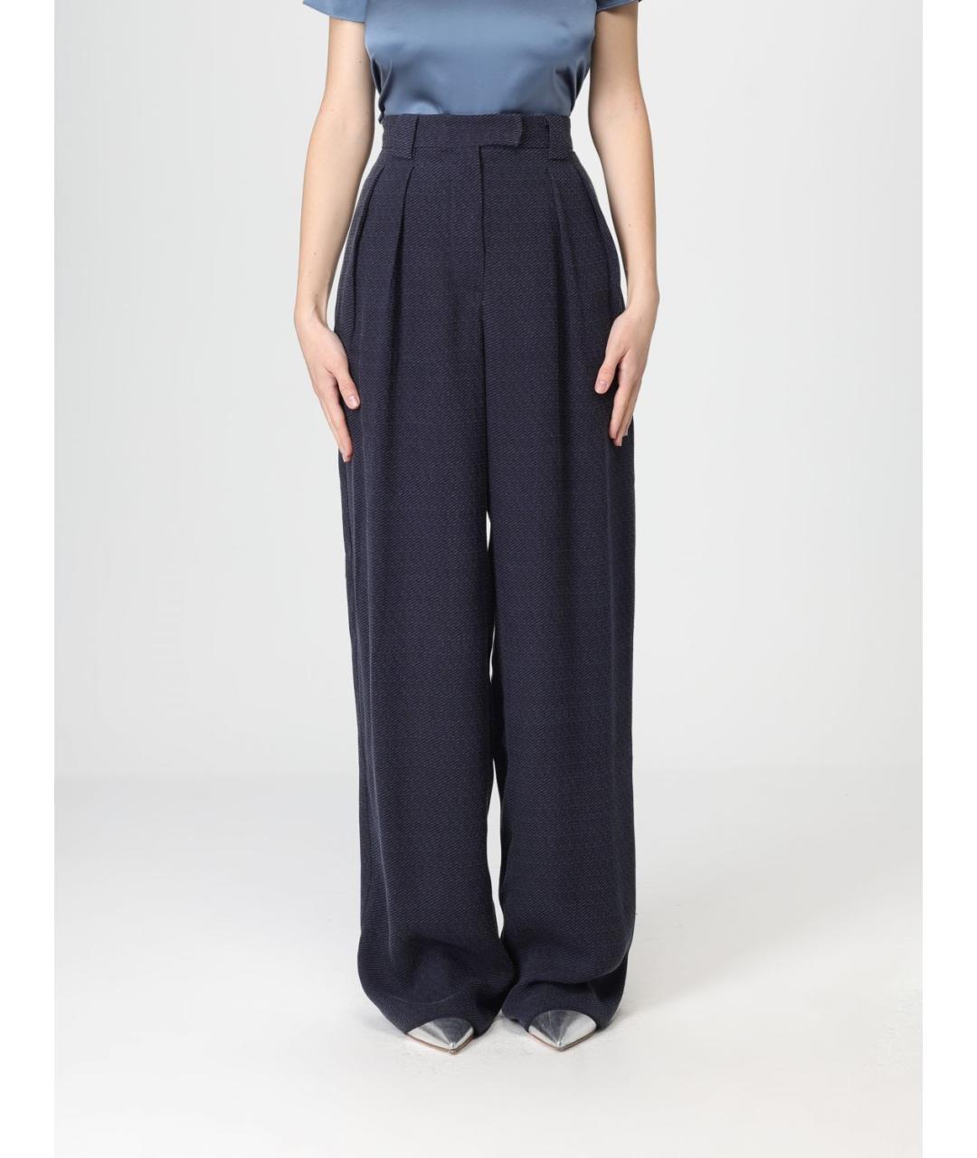EMPORIO ARMANI Синие вискозные прямые брюки, фото 4