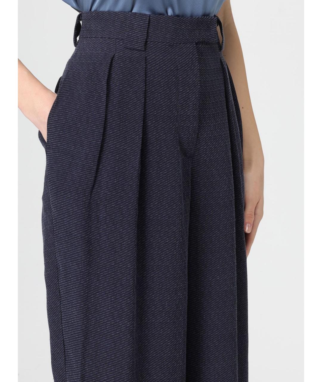 EMPORIO ARMANI Синие вискозные прямые брюки, фото 3