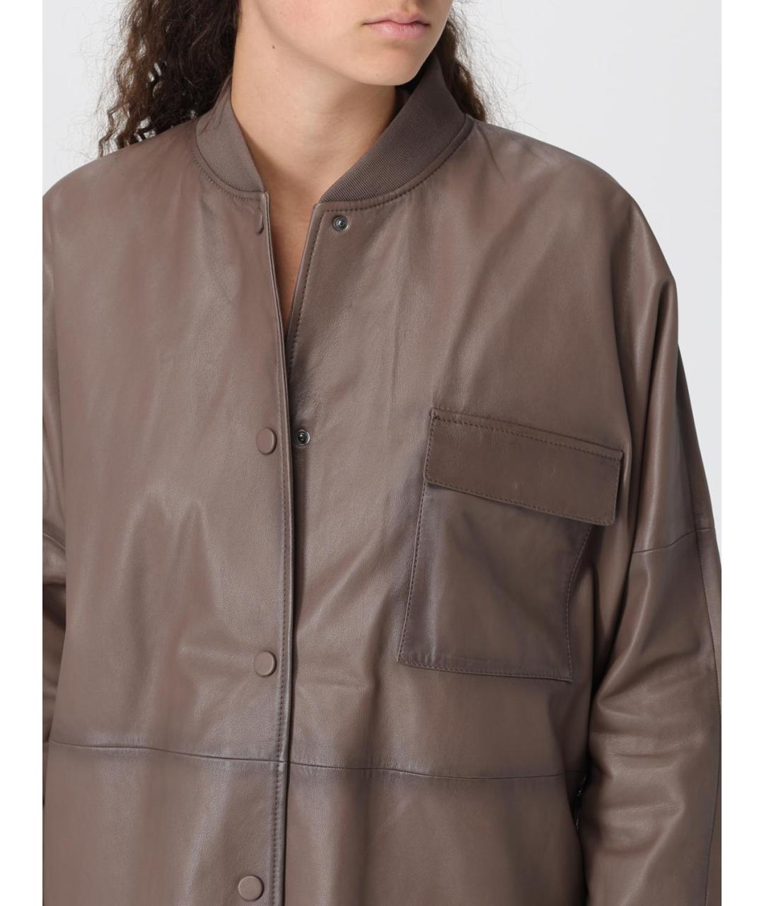 EMPORIO ARMANI Коричневая кожаная куртка, фото 4