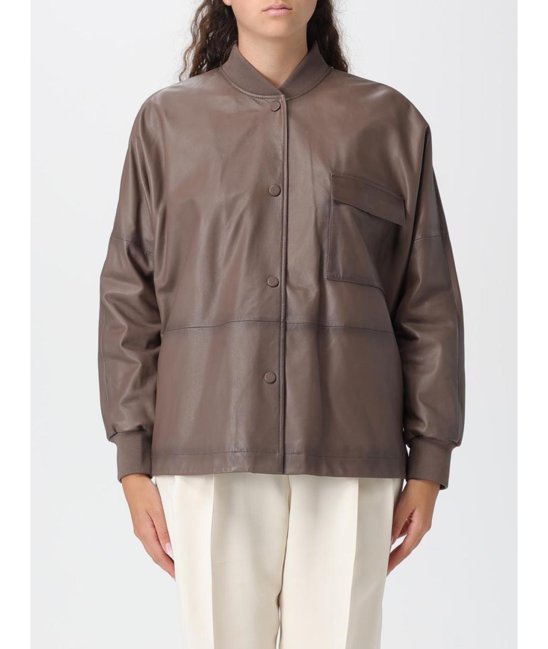 EMPORIO ARMANI Коричневая кожаная куртка, фото 5