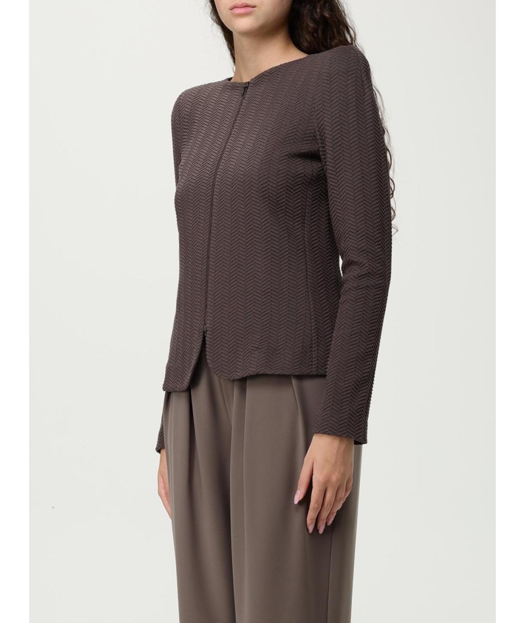 EMPORIO ARMANI Коричневый хлопковый жакет/пиджак, фото 4