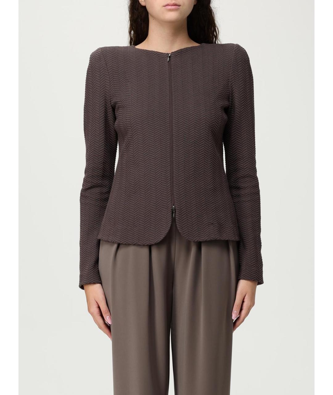 EMPORIO ARMANI Коричневый хлопковый жакет/пиджак, фото 6