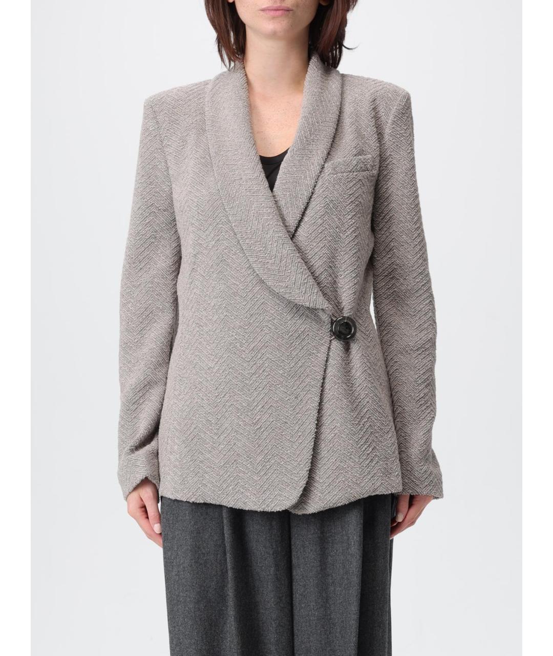 EMPORIO ARMANI Бежевый шерстяной жакет/пиджак, фото 6