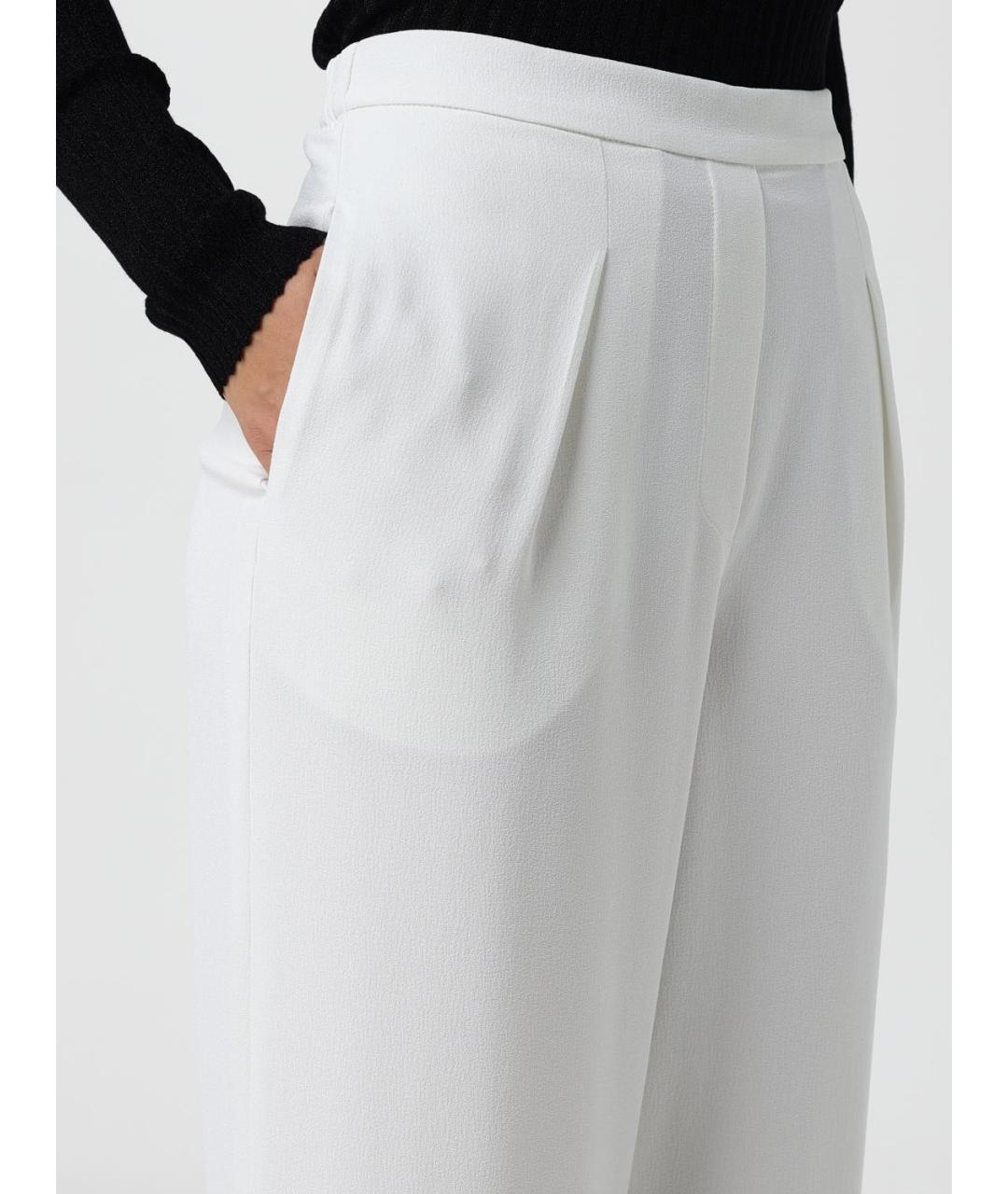 EMPORIO ARMANI Бежевые полиэстеровые прямые брюки, фото 3