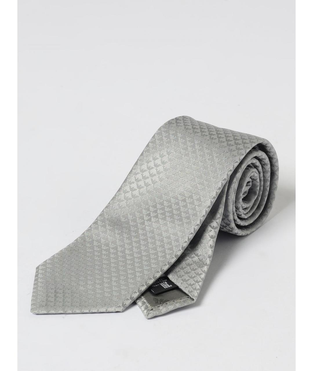 EMPORIO ARMANI Серебрянный шелковый галстук, фото 3