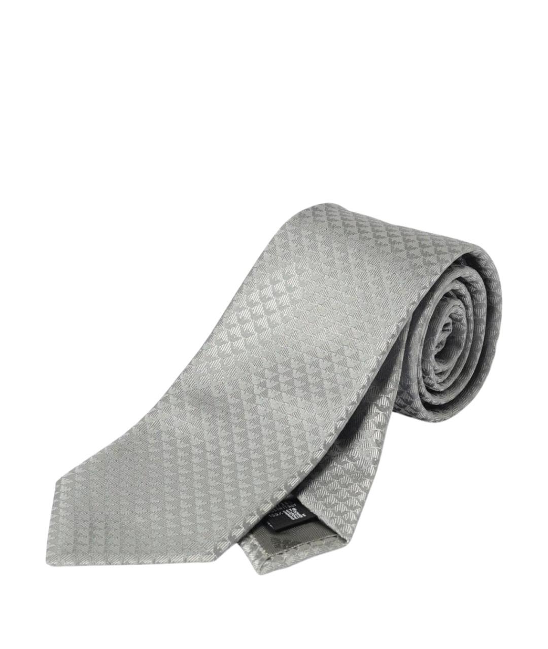 EMPORIO ARMANI Серебрянный шелковый галстук, фото 1