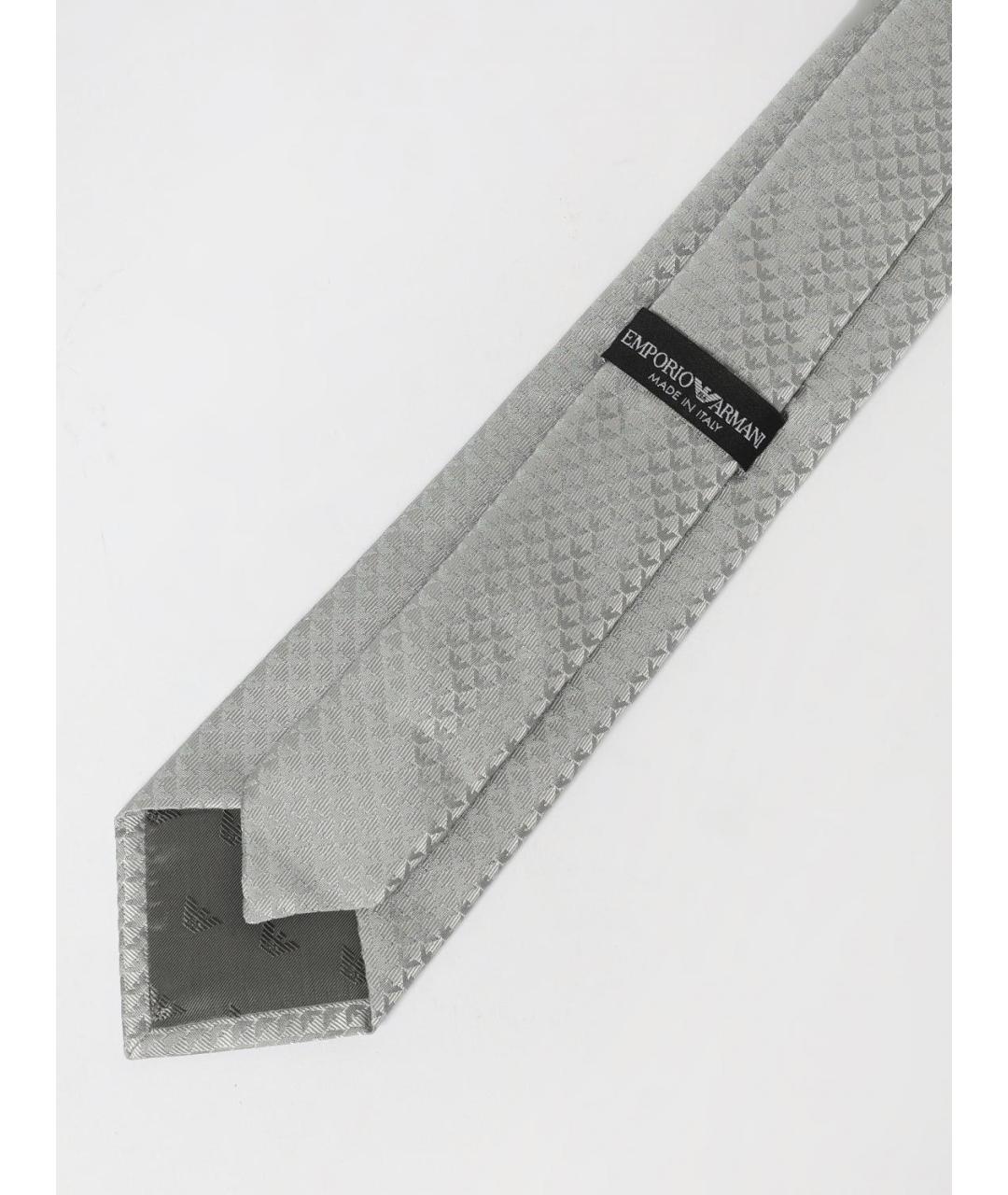 EMPORIO ARMANI Серебрянный шелковый галстук, фото 2