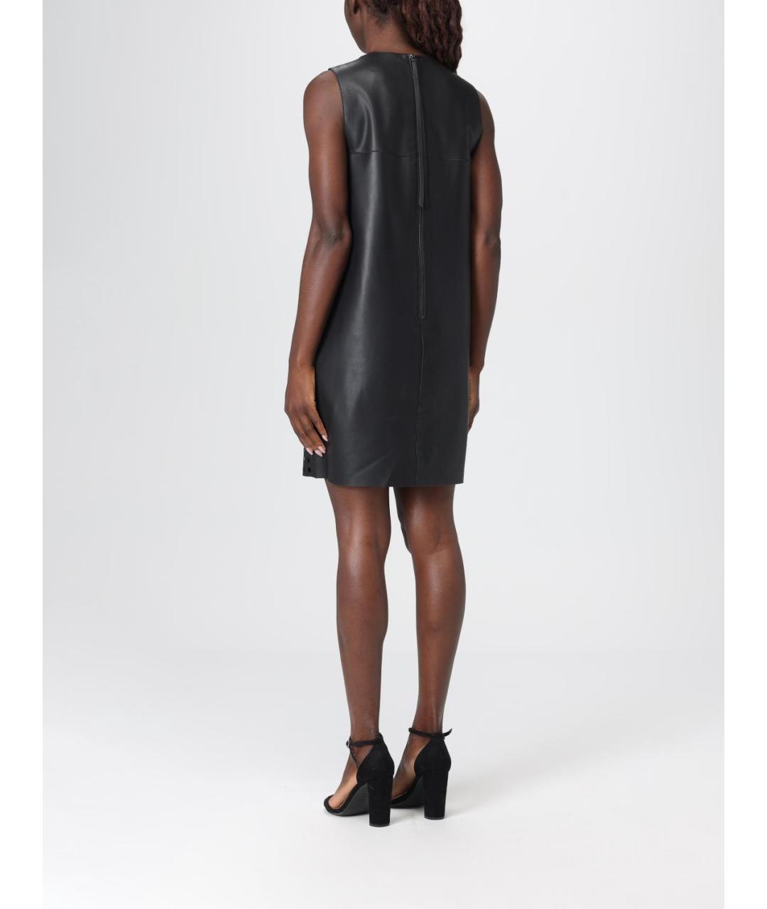 EMPORIO ARMANI Черное кожаное платье, фото 2
