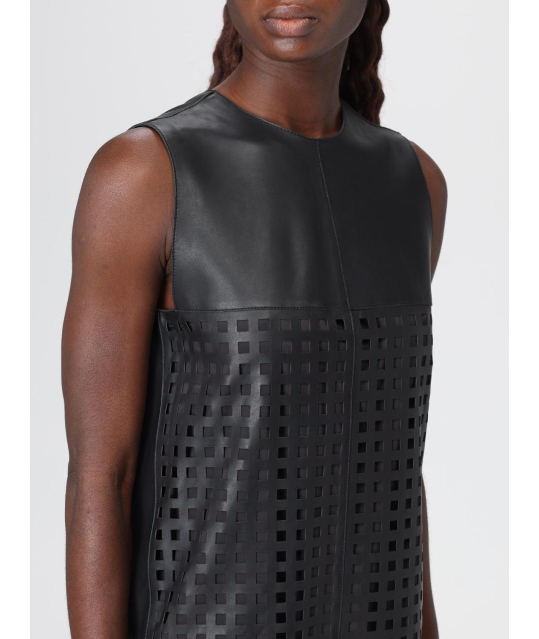 EMPORIO ARMANI Черное кожаное платье, фото 3