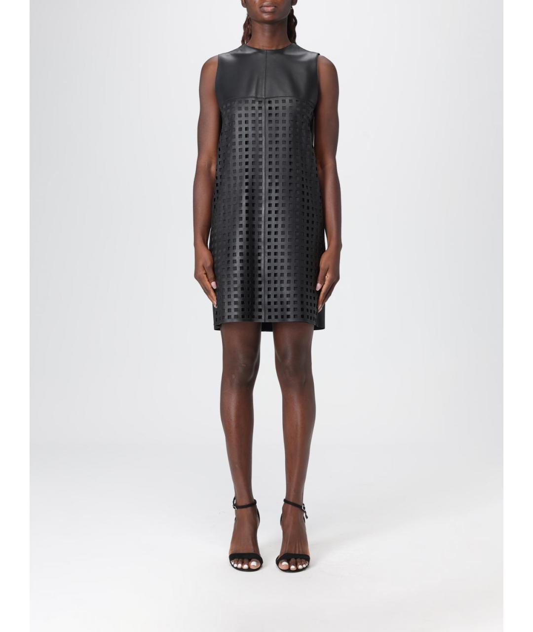 EMPORIO ARMANI Черное кожаное платье, фото 4