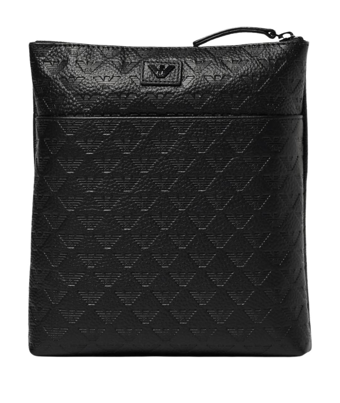 EMPORIO ARMANI Черная кожаная сумка на плечо, фото 1