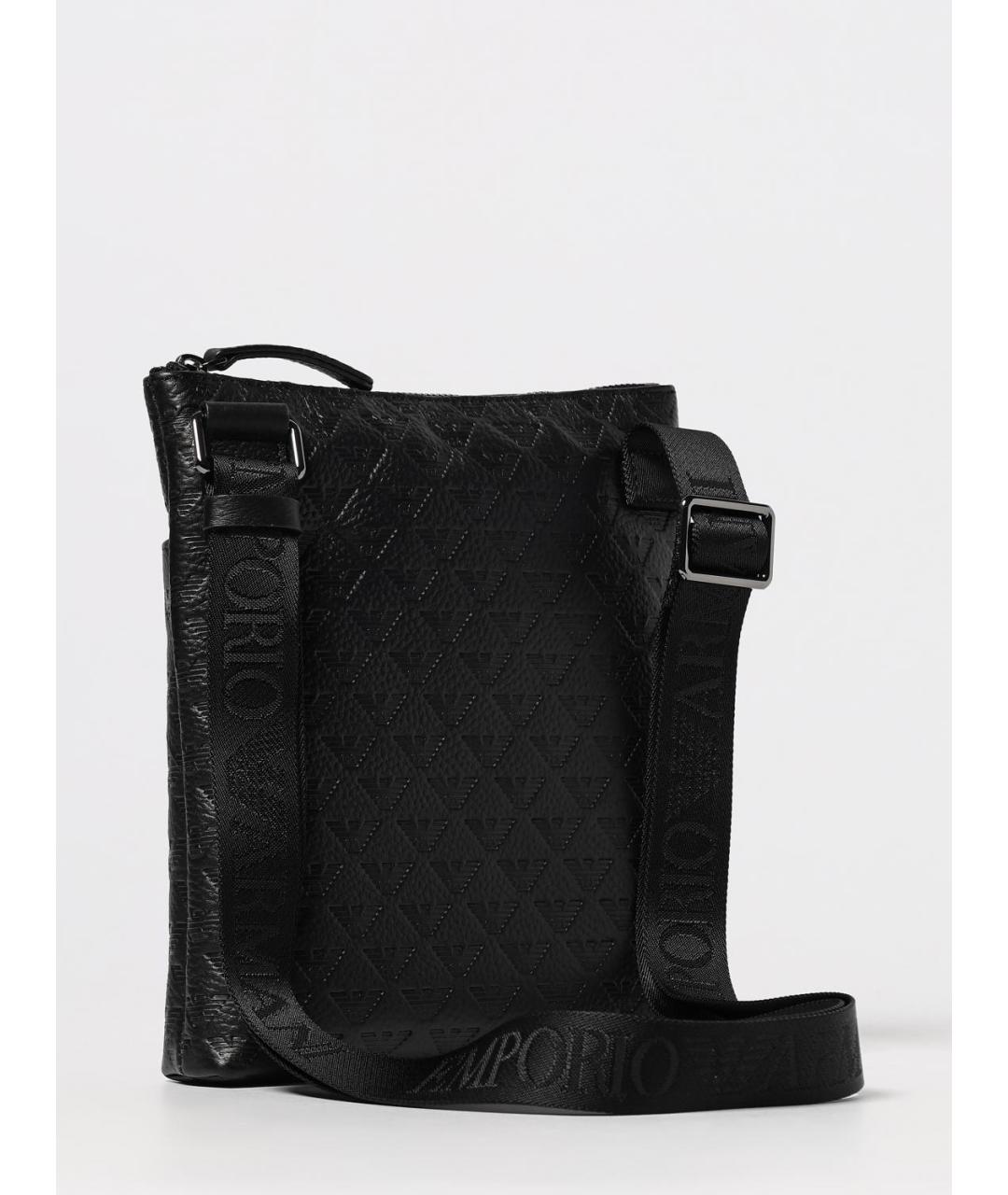 EMPORIO ARMANI Черная кожаная сумка на плечо, фото 2