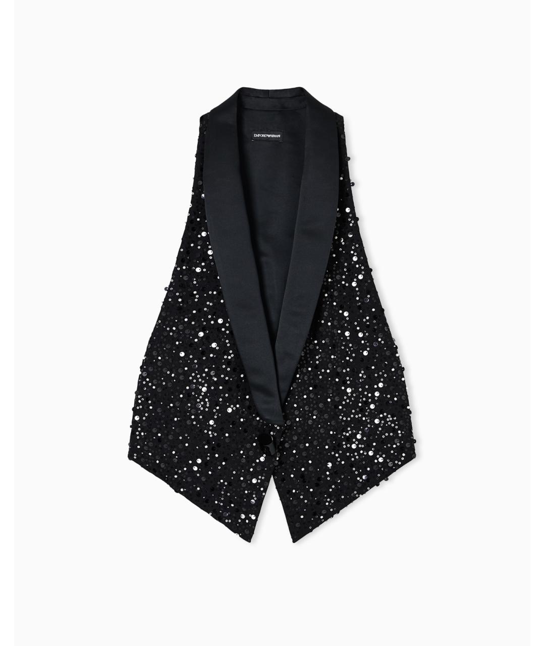 EMPORIO ARMANI Черная полиэстеровая жилетка, фото 1
