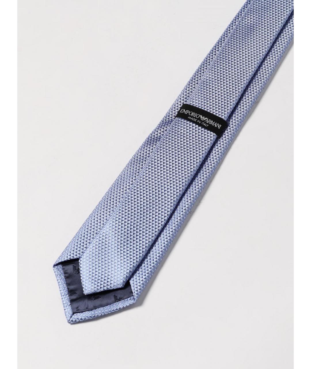 EMPORIO ARMANI Голубой шелковый галстук, фото 2