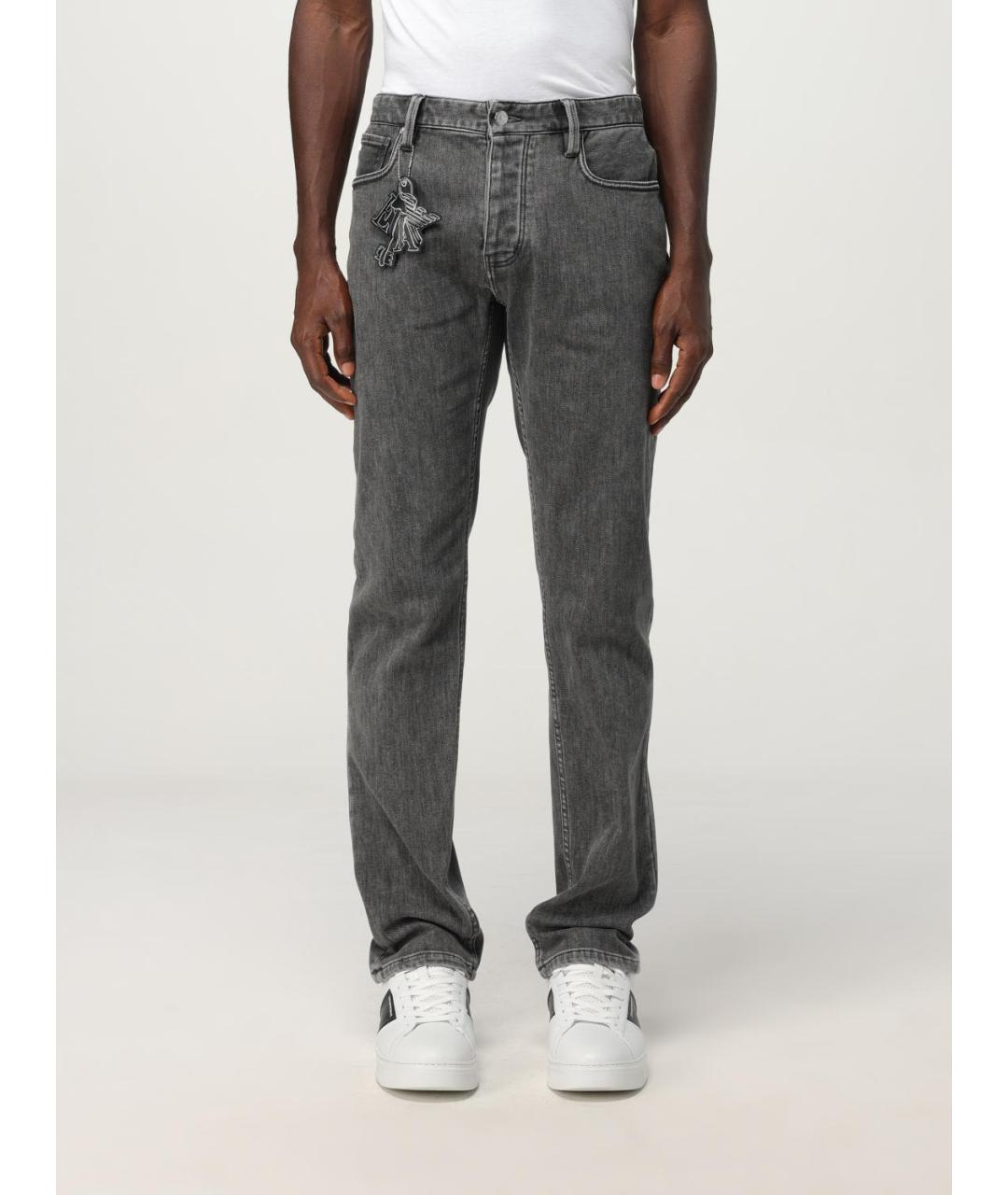 EMPORIO ARMANI Серые хлопко-полиэстеровые прямые джинсы, фото 4