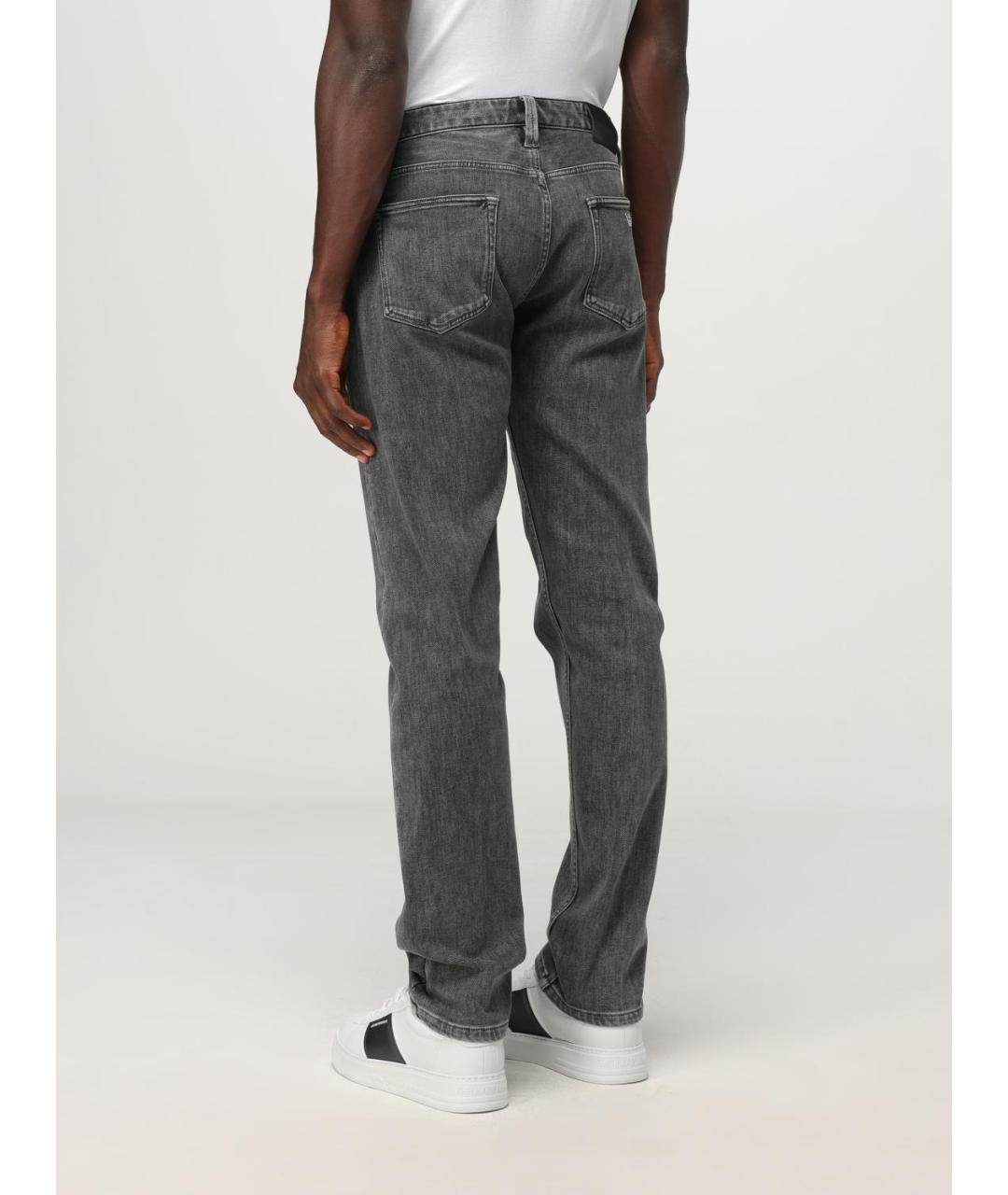 EMPORIO ARMANI Серые хлопко-полиэстеровые прямые джинсы, фото 2