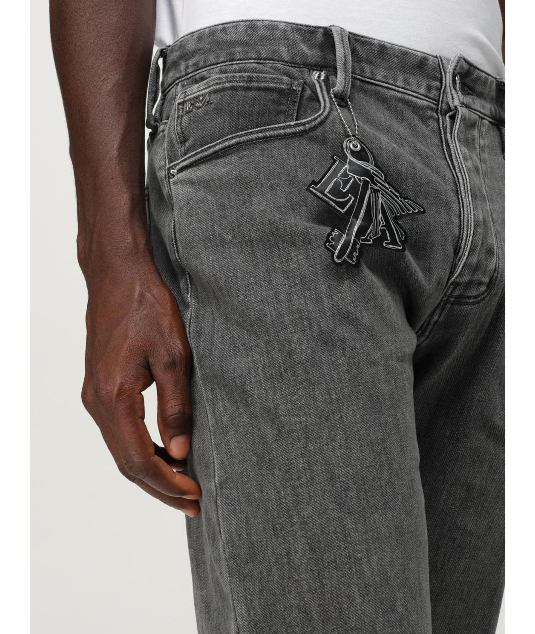 EMPORIO ARMANI Серые хлопко-полиэстеровые прямые джинсы, фото 3