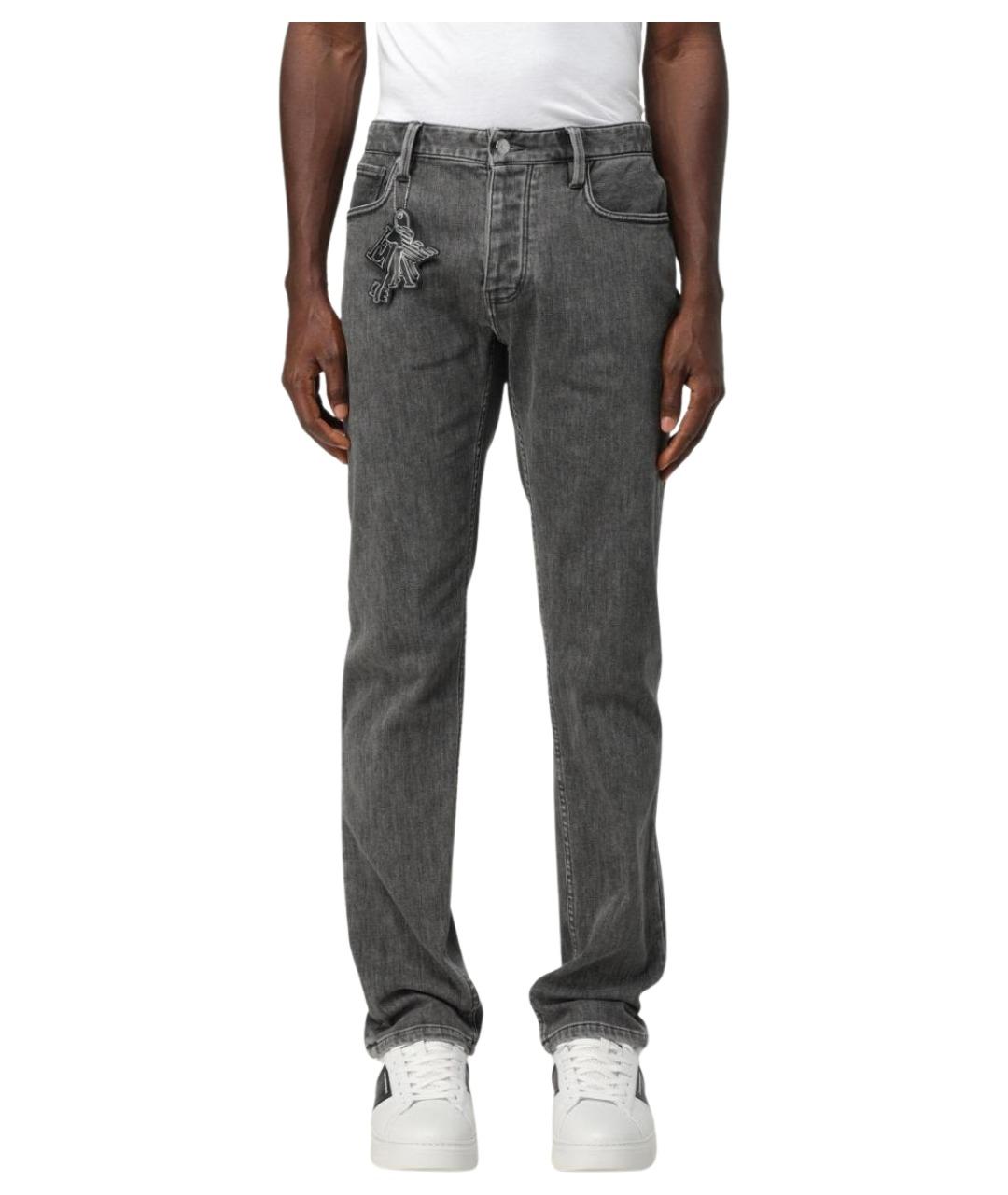 EMPORIO ARMANI Серые хлопко-полиэстеровые прямые джинсы, фото 1