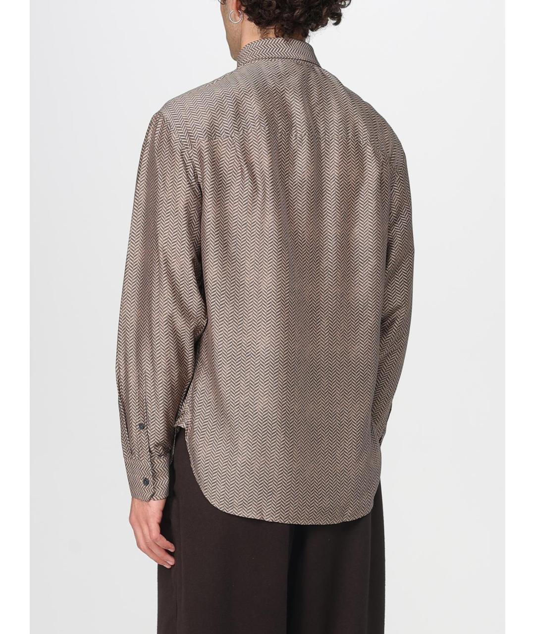 EMPORIO ARMANI Бежевая шелковая кэжуал рубашка, фото 2