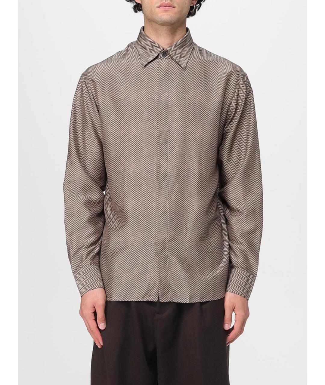 EMPORIO ARMANI Бежевая шелковая кэжуал рубашка, фото 4