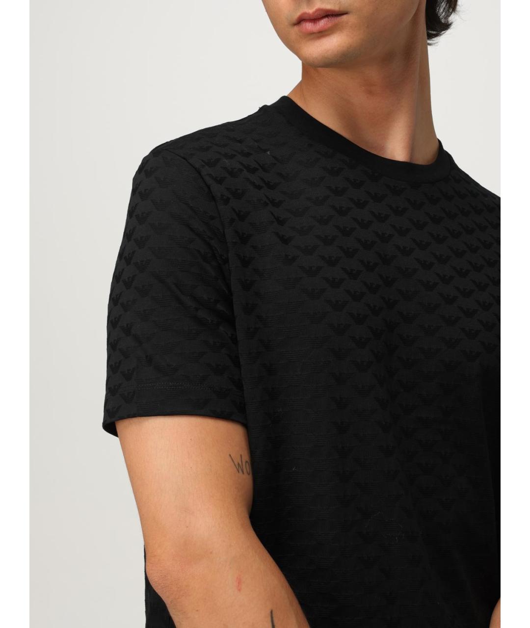 EMPORIO ARMANI Черная хлопковая футболка, фото 3