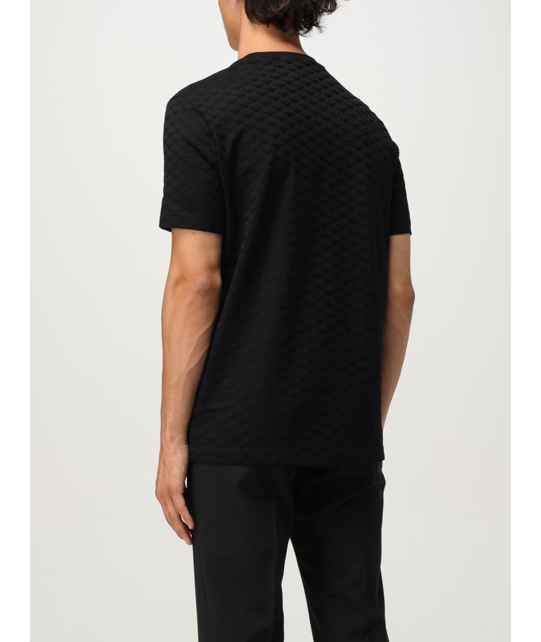 EMPORIO ARMANI Черная хлопковая футболка, фото 2