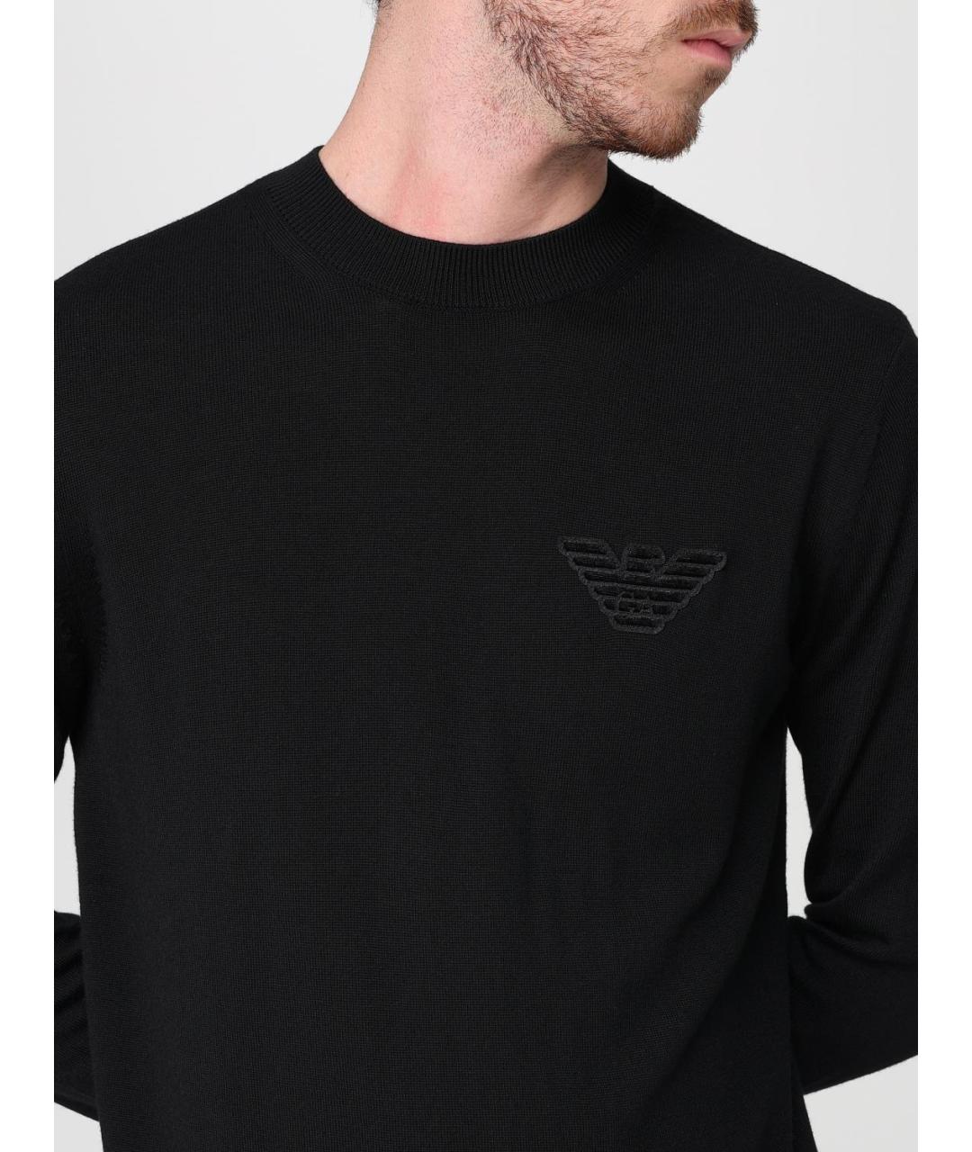 EMPORIO ARMANI Черный шерстяной джемпер / свитер, фото 3