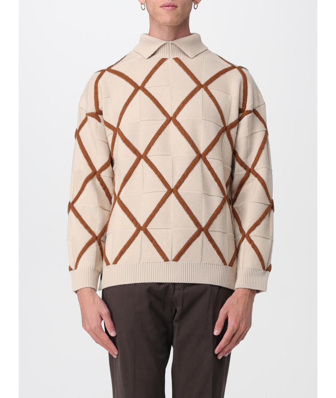 EMPORIO ARMANI Бежевый шерстяной джемпер / свитер, фото 2