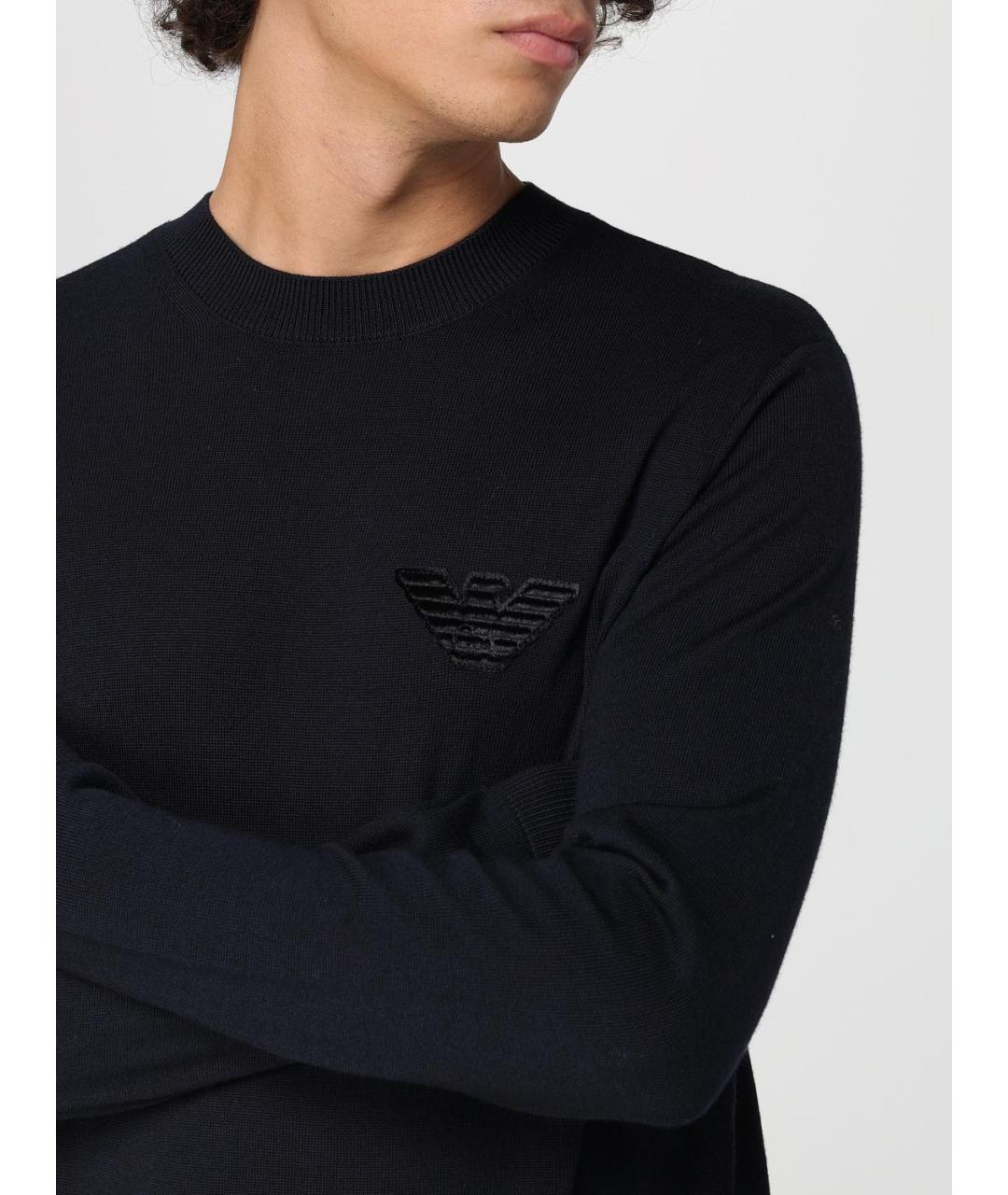 EMPORIO ARMANI Синий шерстяной джемпер / свитер, фото 3