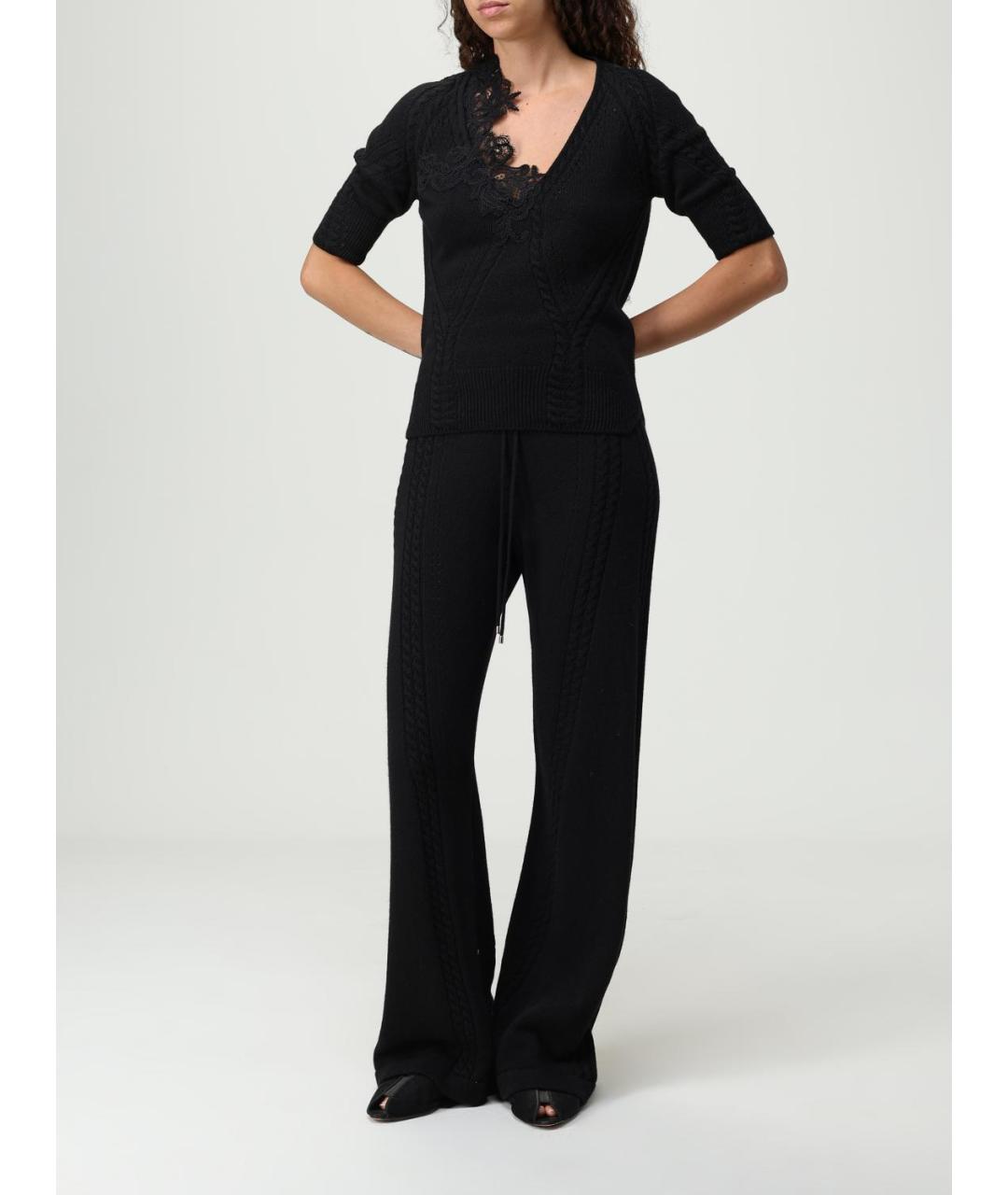 ERMANNO SCERVINO Черные шерстяные прямые брюки, фото 2