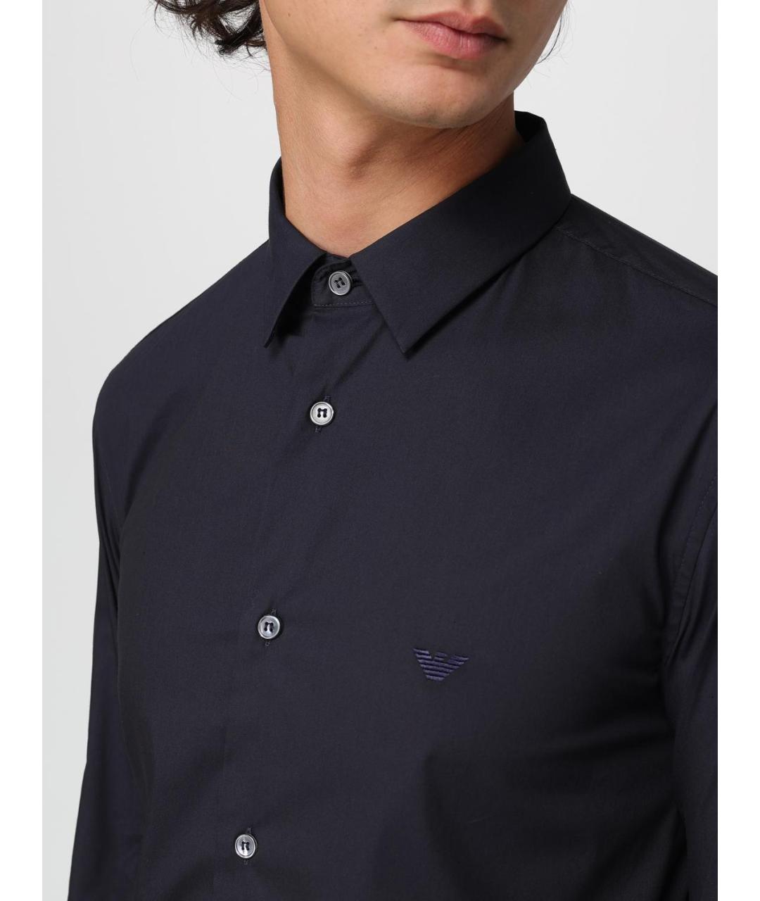 EMPORIO ARMANI Синяя хлопковая кэжуал рубашка, фото 3
