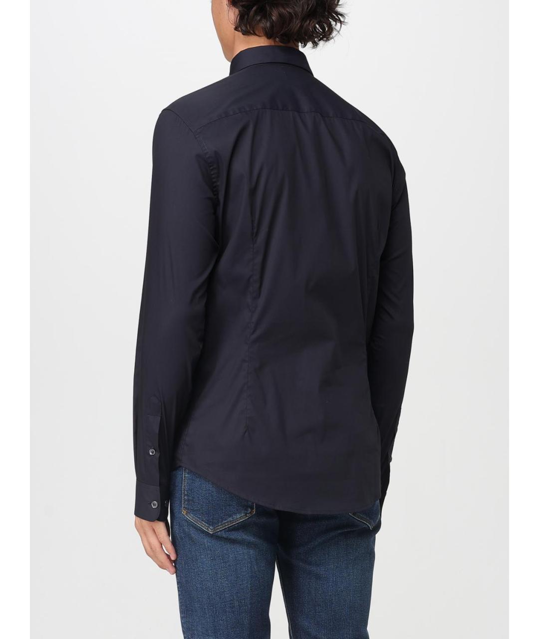 EMPORIO ARMANI Синяя хлопковая кэжуал рубашка, фото 2