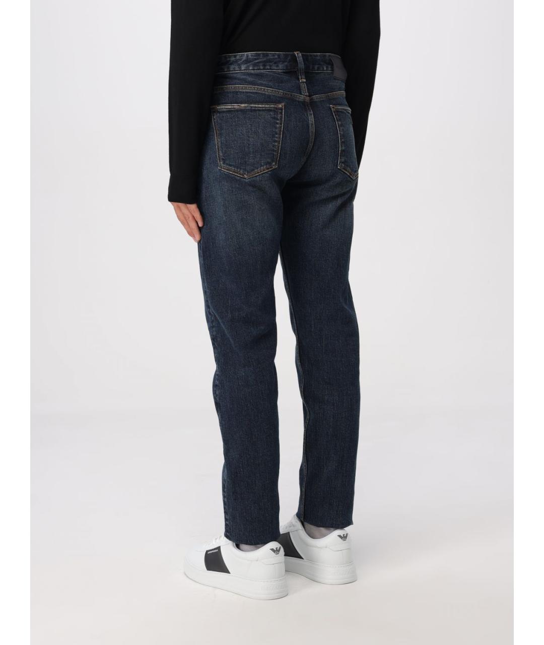 EMPORIO ARMANI Синие хлопковые прямые джинсы, фото 2