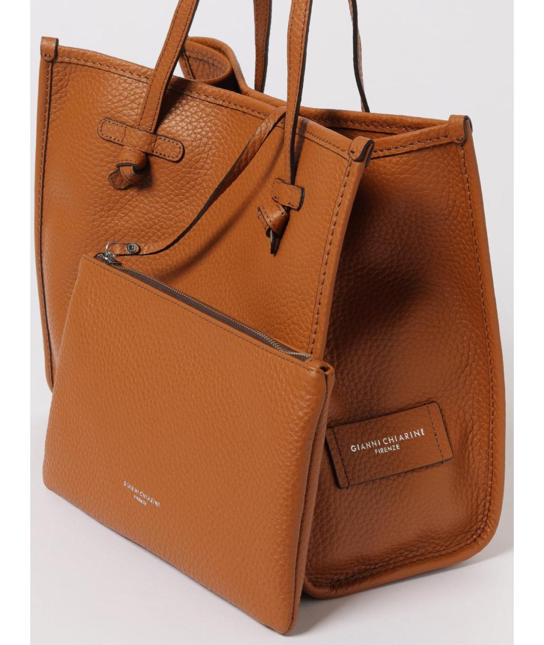 Gianni Chiarini Коричневая кожаная сумка тоут, фото 3