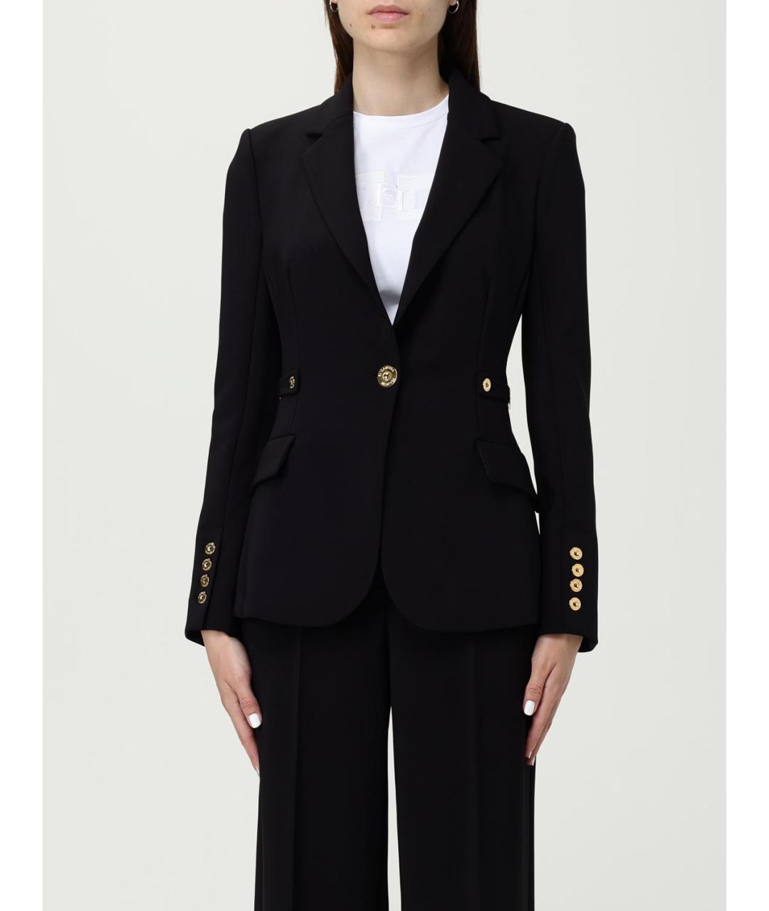 ELISABETTA FRANCHI Черный полиэстеровый жакет/пиджак, фото 2